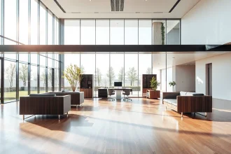 Bureau de vente modulaire moderne avec aménagement flexible et design innovant