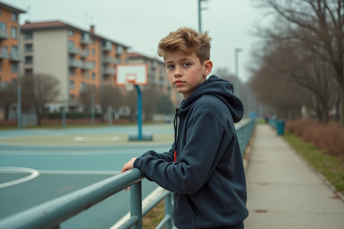 Adolescent en hoodie dans un parc de Fréjus