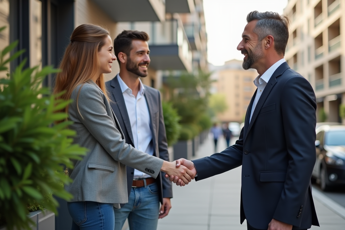 Agent immobilier serrant la main d
