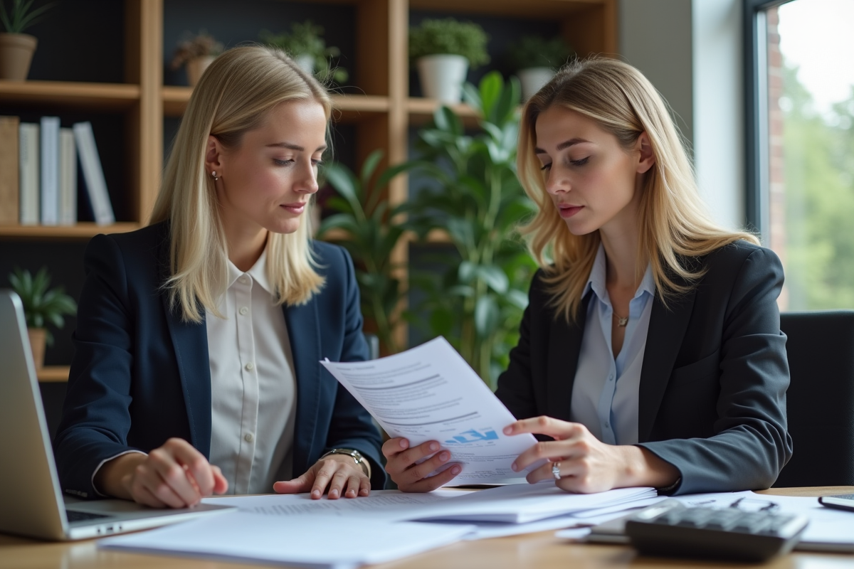 Jeune femme discute de finances avec un conseiller en bureau