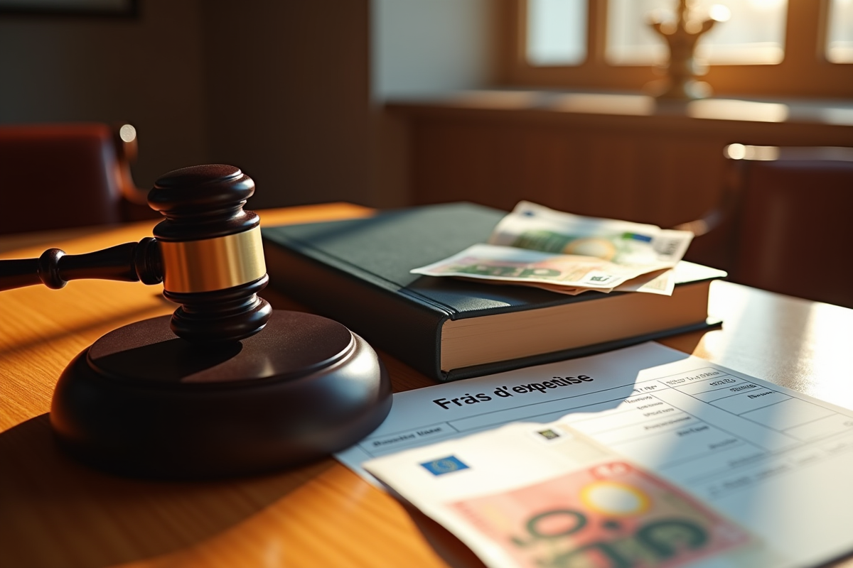 Marteau de juge et livre de droit avec facture et billets euros