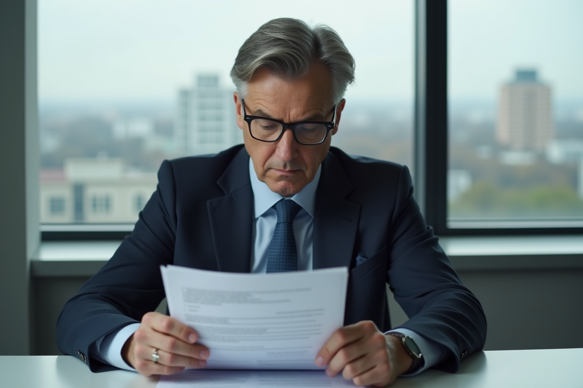 Homme d affaires vérifie des documents immobiliers