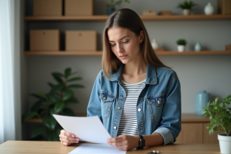 Jeune femme avec clés examine un contrat de location