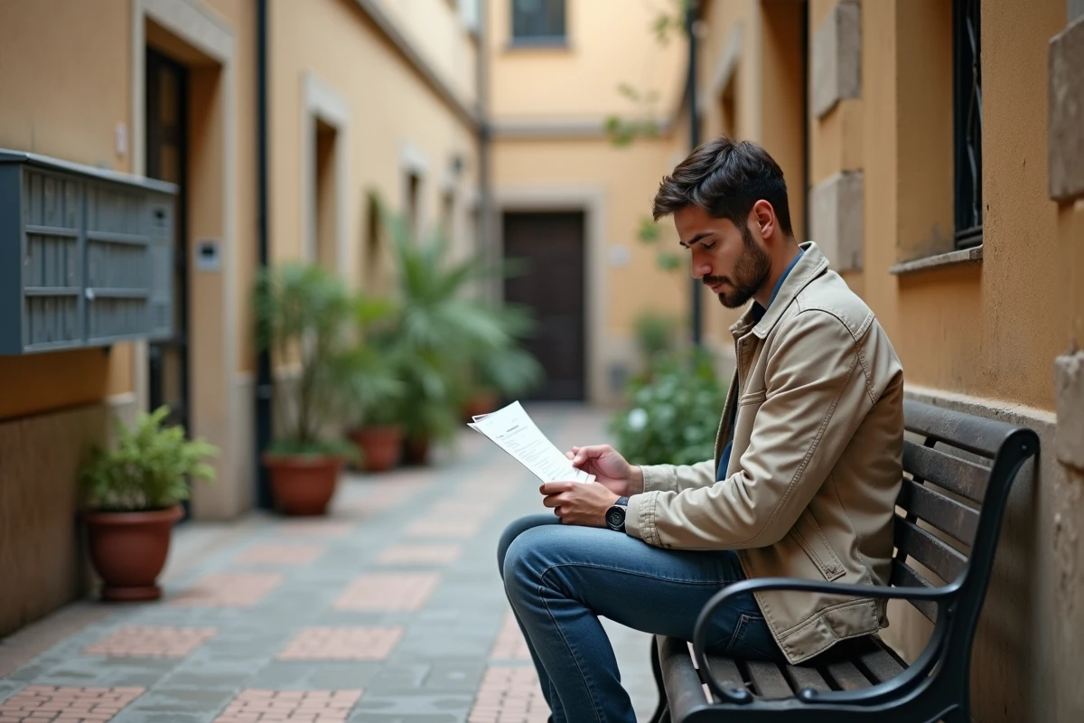 Jeune homme étudiant dans une cour d