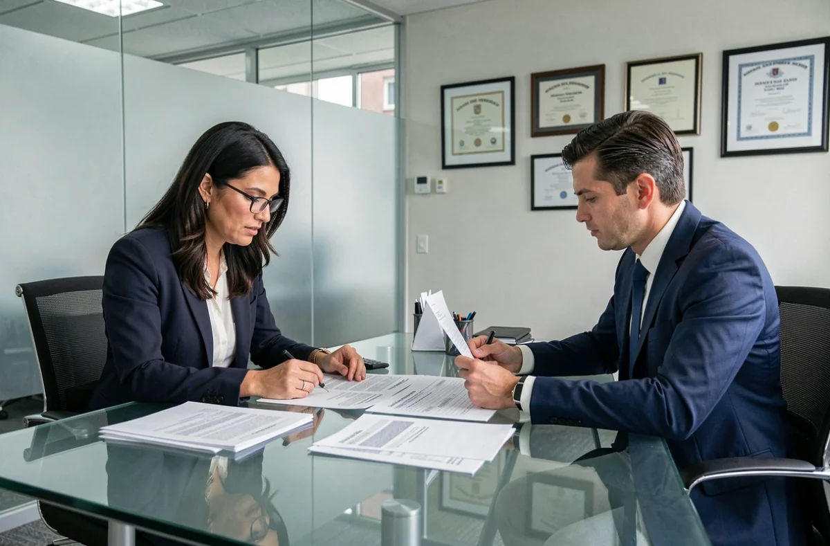 Conseiller fiscal et propriétaire LMNP discutant de l'obligation d'inscription au registre du commerce